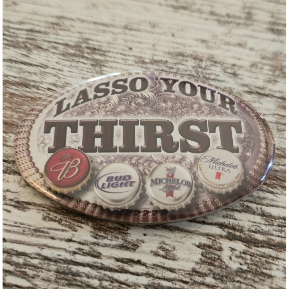 Budweiser Michelob Lasso Your Thirst Beer Advertising Pin Vintage Anheuser Busch